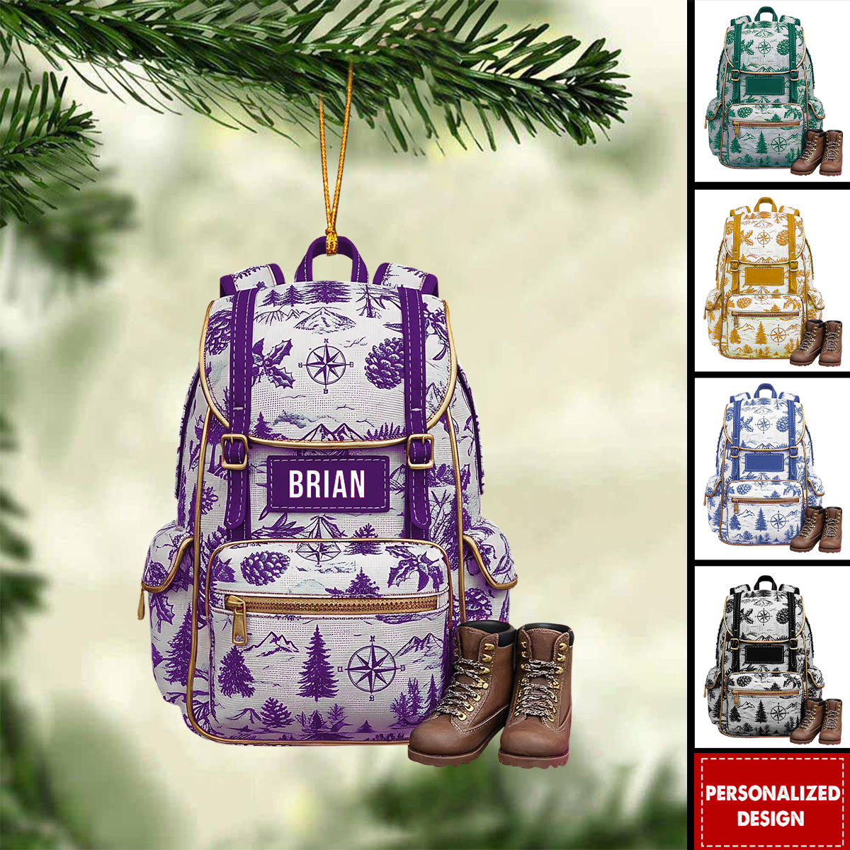 Personalized Backpack Christmas Ornament-Gift for Traveler