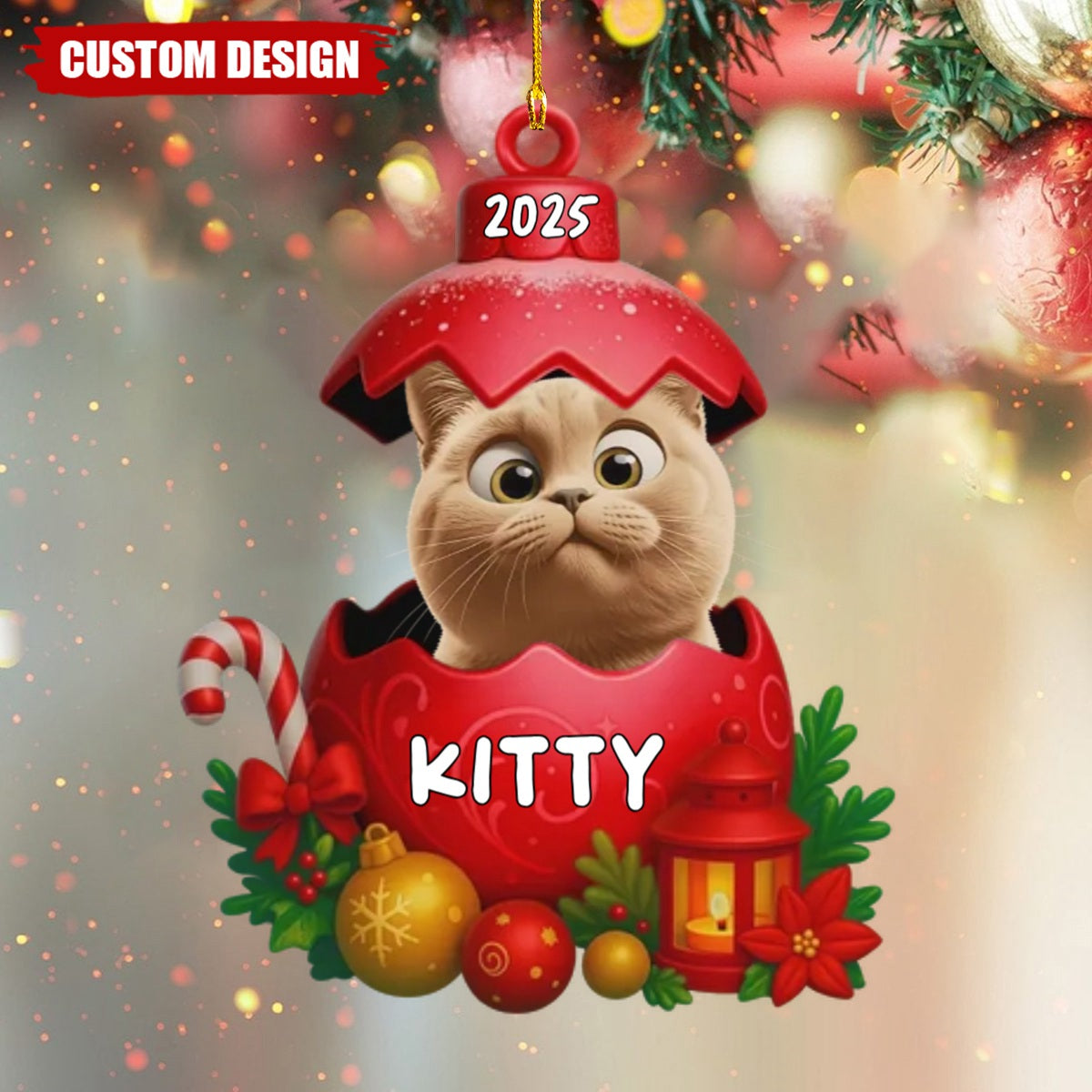 Custom Acrylic Ornament - Personalized Christmas Birthday Gifts For Cat Lovers, Cat Owners