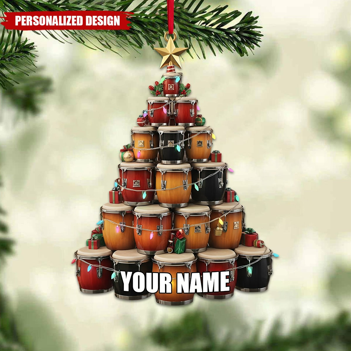 Personalized Conga Drum Christmas Ornament-Gift For Drummer