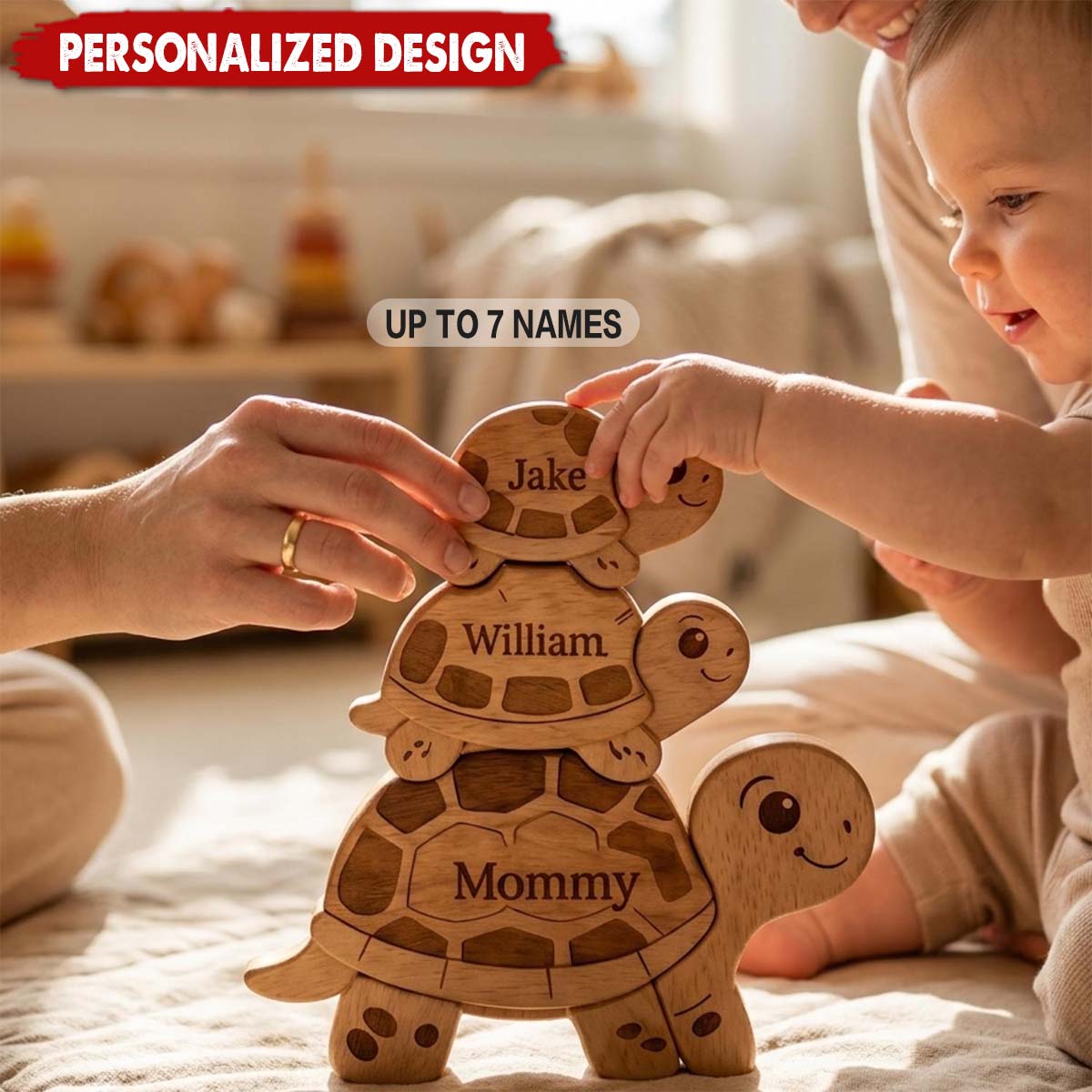 Personalized Wooden Turtle Puzzle
