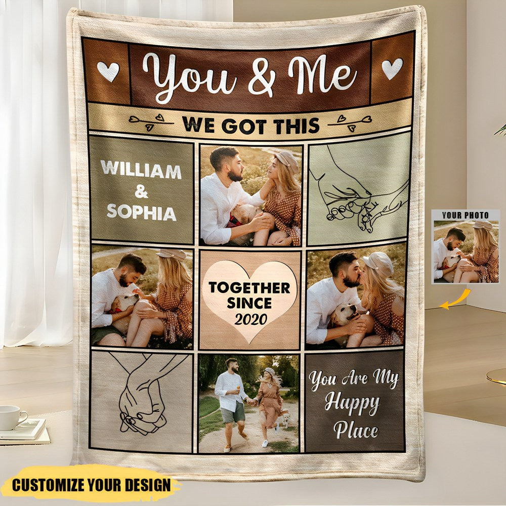 Custom Photo You And Me We Got This - Anniversary, Birthday Gift For Spouse, Husband, Wife, Boyfriend, Girlfriend - Personalized Custom Fleece Blanket