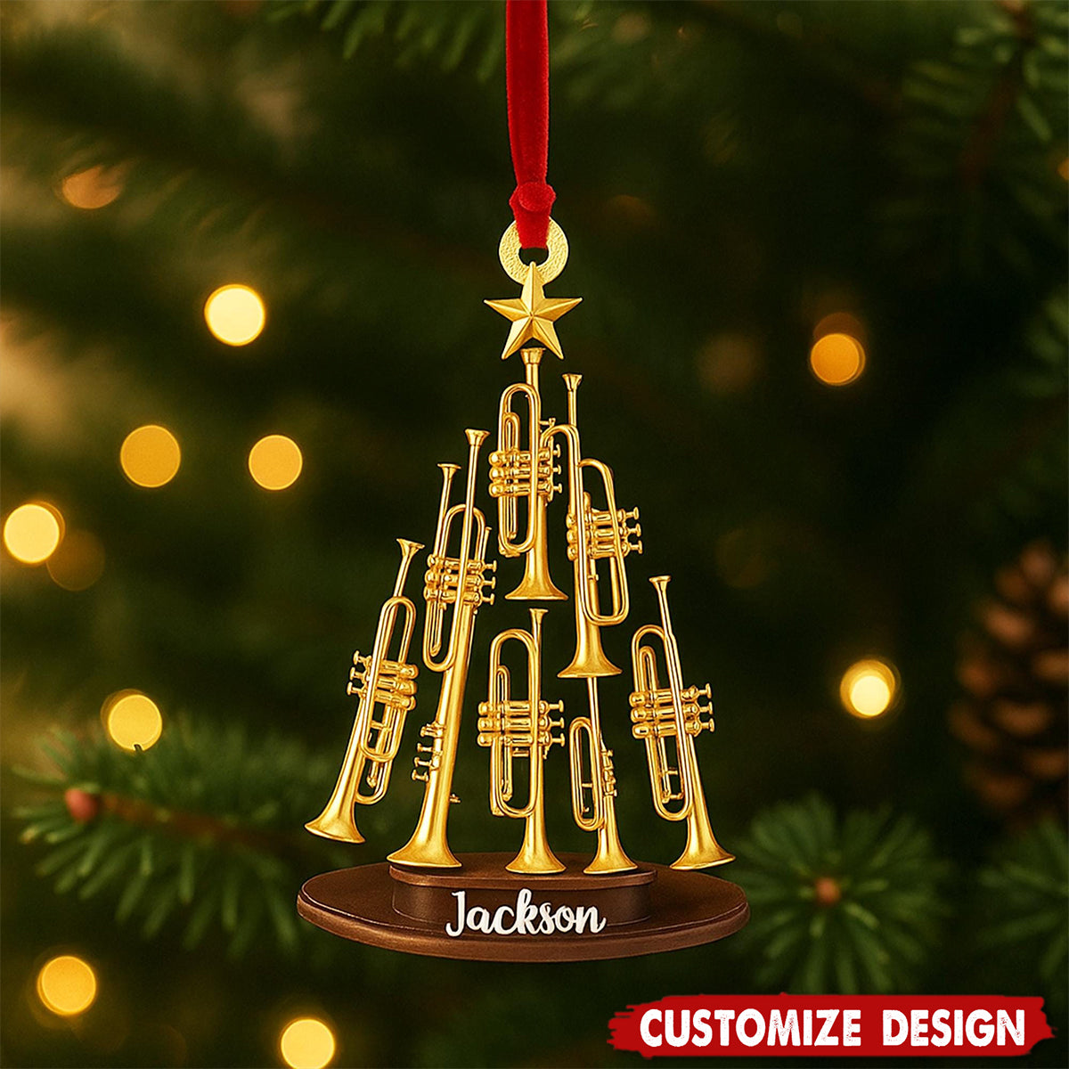 Personalized Instrument Trumpet Christmas Tree Ornament Acrylic, trumpet Ornament Gift For Musical, Trumpet Player Ornaments Gift