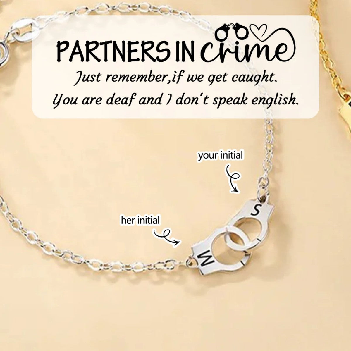 Personalized Handcuff Interlocking Infinity Double Initials Bracelet