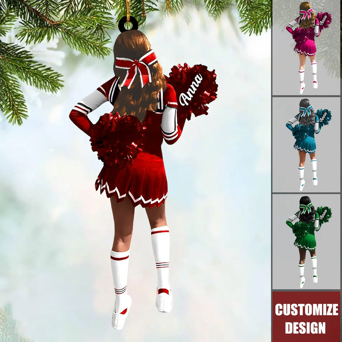 Personalized Cheerleading Pom pom Girl Christmas Ornaments - 2025 New Release