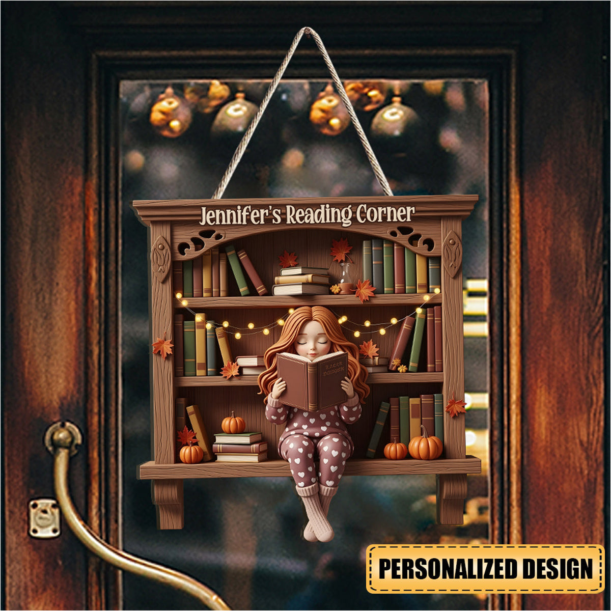Reading Corner - Personalized Book Custom Shaped Wood Sign