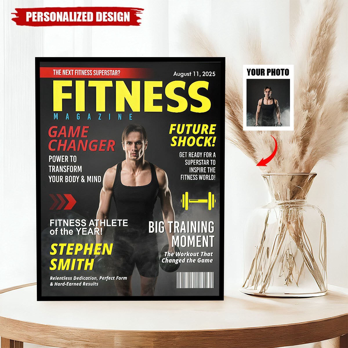 Custom Fitness Magazine Cover Poster, Gift For Fitness Lover