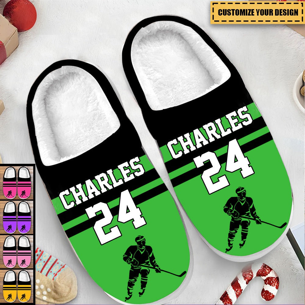Simply Love Hockey Multicolor - Personalized Fluffy Slippers
