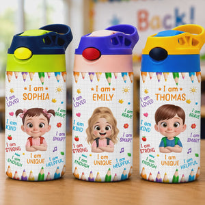 Custom Kids Insulated Water Bottle - Personalized Back To School Gifts For Kids - Ready Set Learn