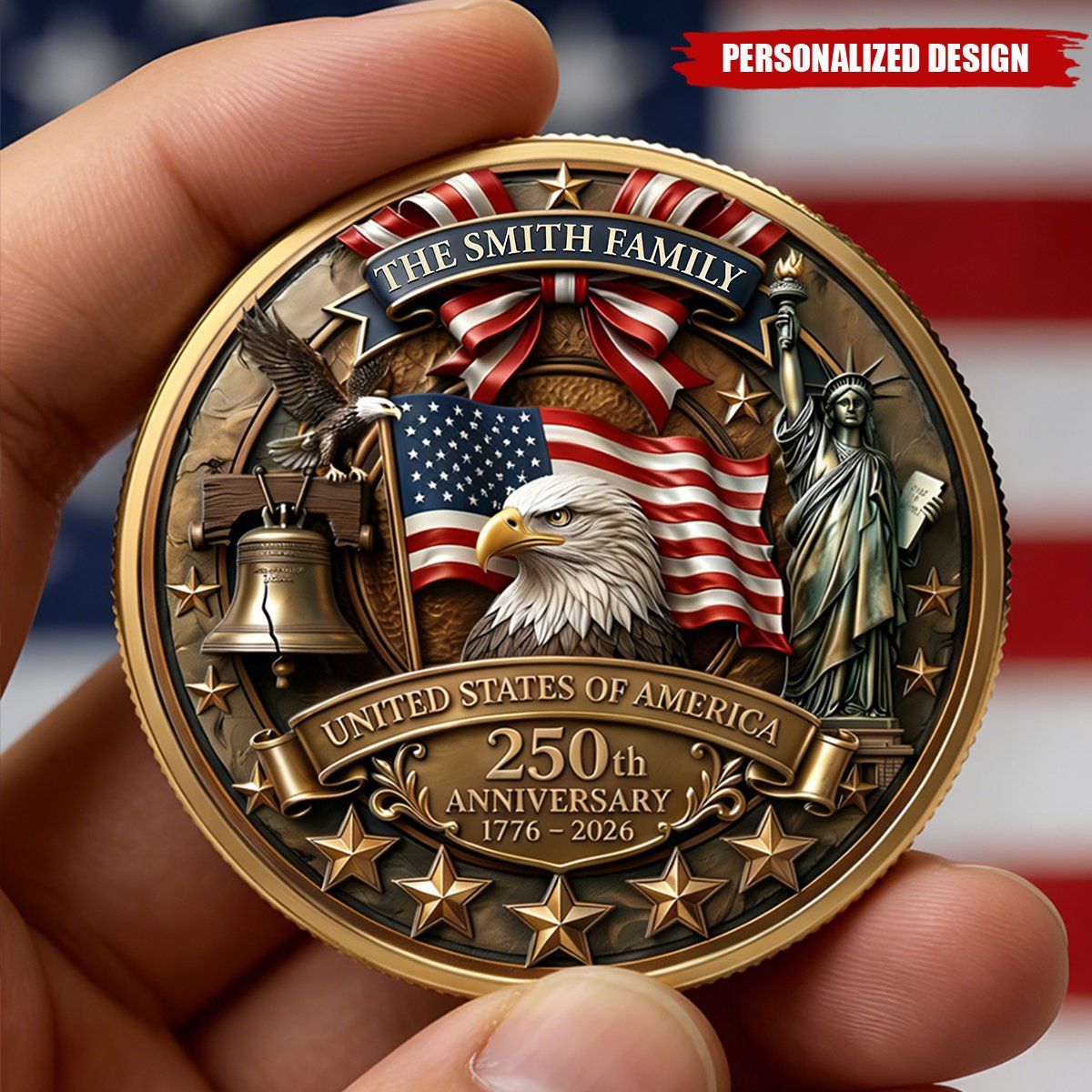 America 250th Anniversary Patriotic 2026 - Personalized Coin