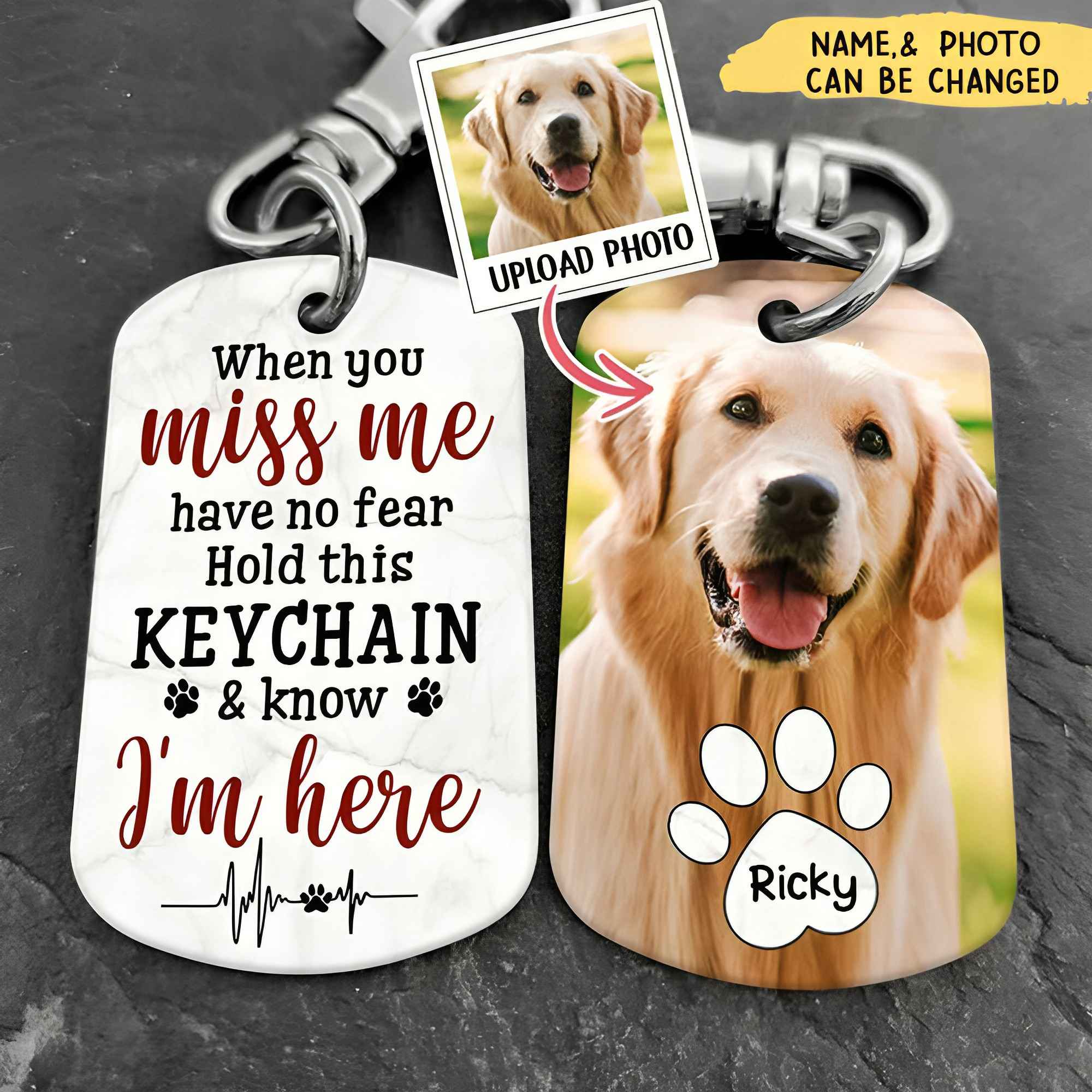 When You Miss Me Have No Fear Personalized Stainless Keychain Gift For Family,Dog Lovers,Cat Lovers