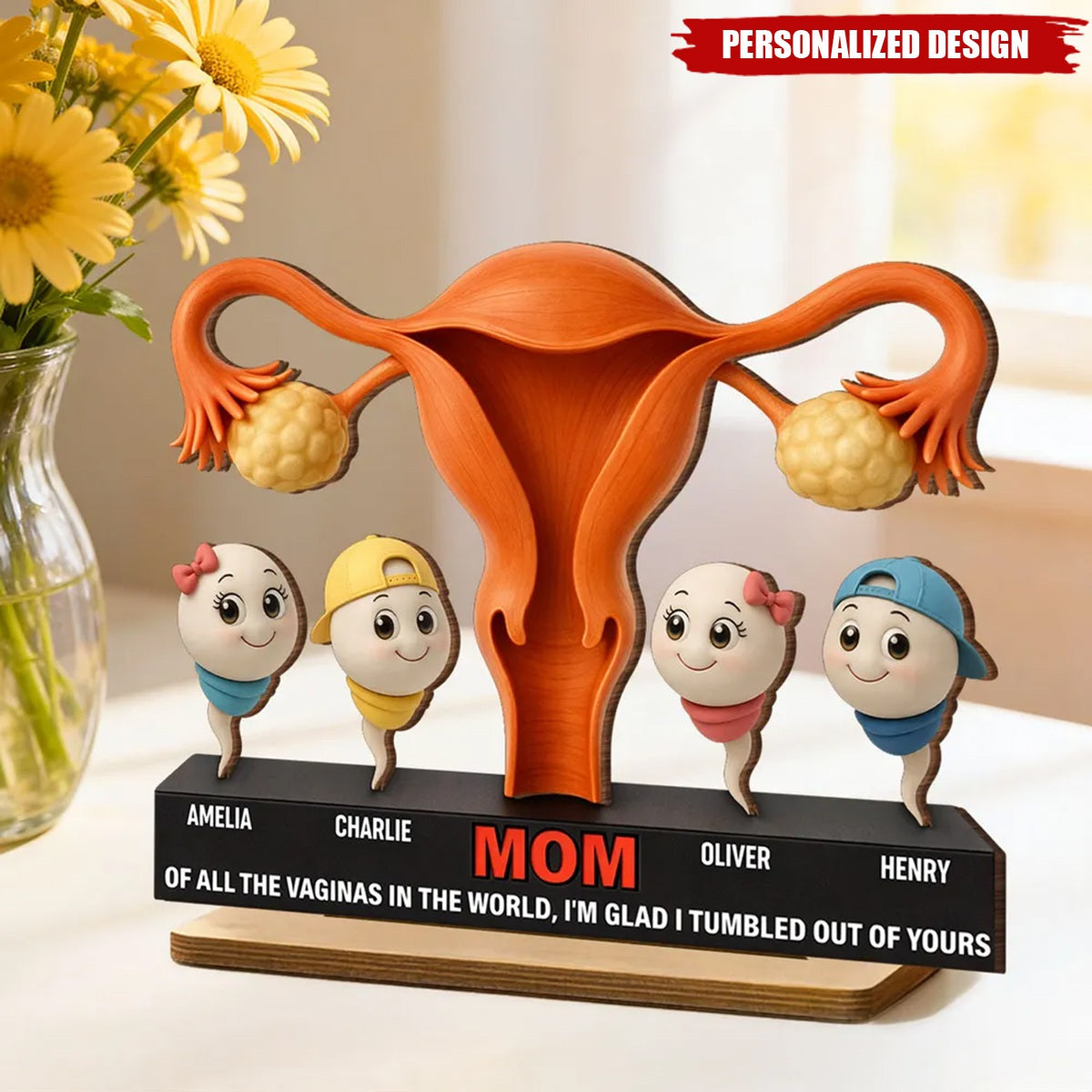 Mom I'm Glad I'm Tumbled Our Of Yours -Personalized Plaque - Mother's Day Gift for Mom, Wife