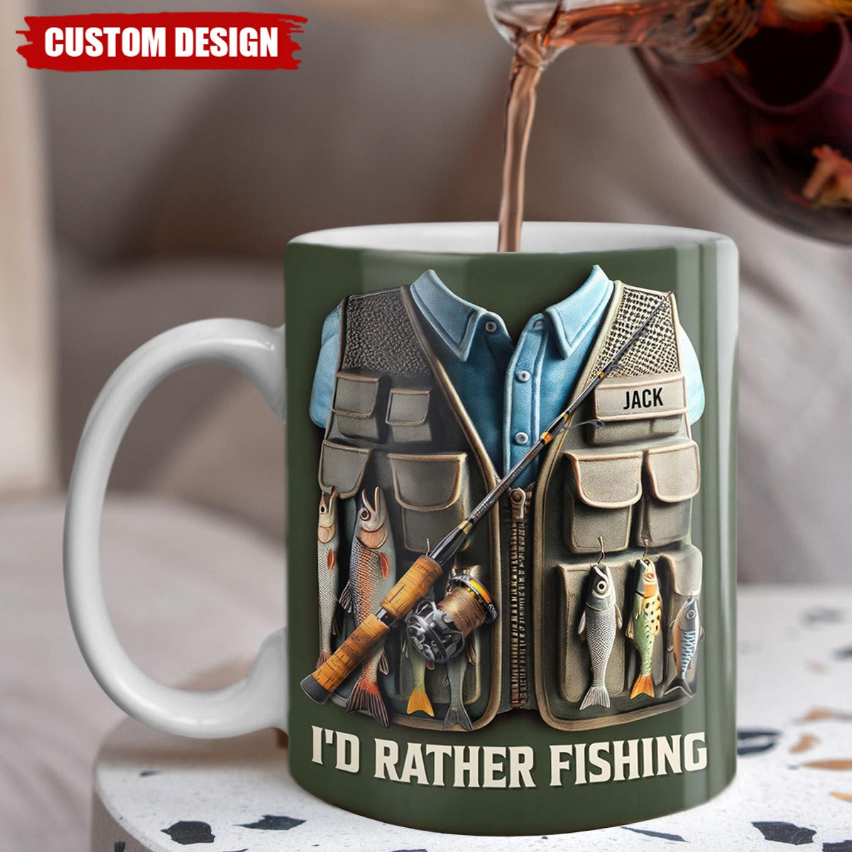 I'd Rather Be Fishing - Personalized Mug, Gift For Fishing Enthusiasts