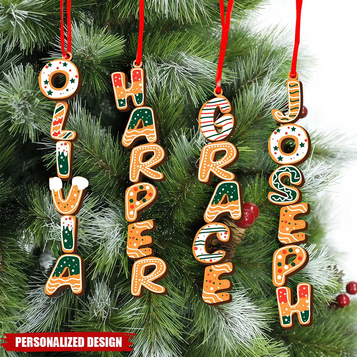 Personalized Gingerbread Letter Ornament Gift For Family