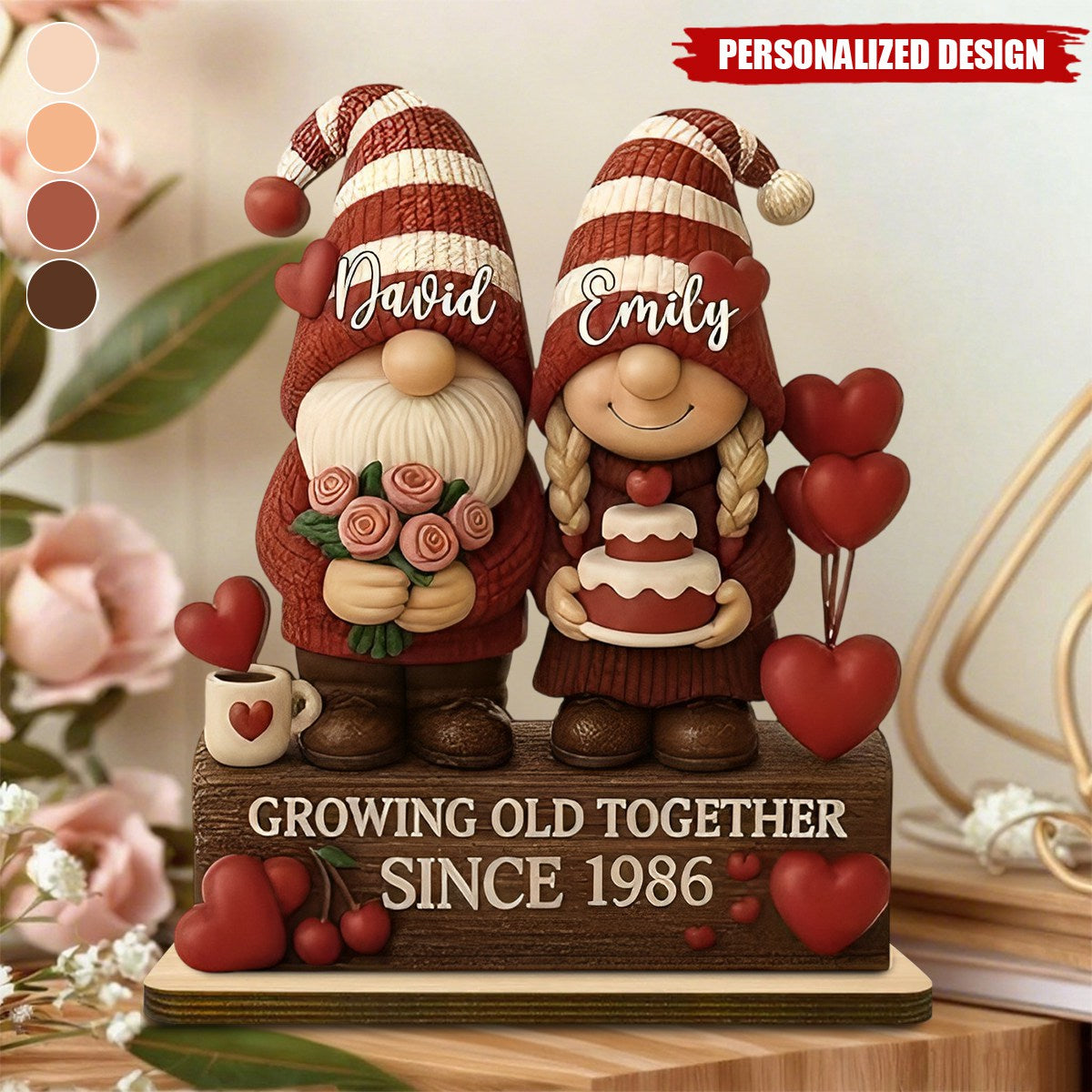 Personalized Growing Old Together Couple Plaque | Standing Wood Sign, Gift For Couples And Grandparents