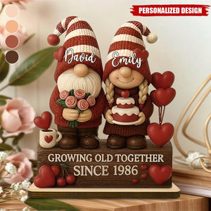 Personalized Growing Old Together Couple Plaque | Standing Wood Sign, Gift For Couples And Grandparents