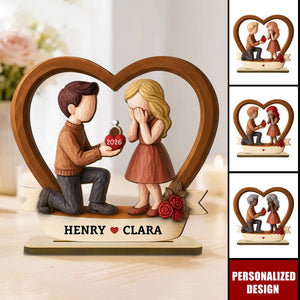 Personalized Couple Marriage Wooden Plaque-Newly Engaged Gift, "She Said Yes!"
