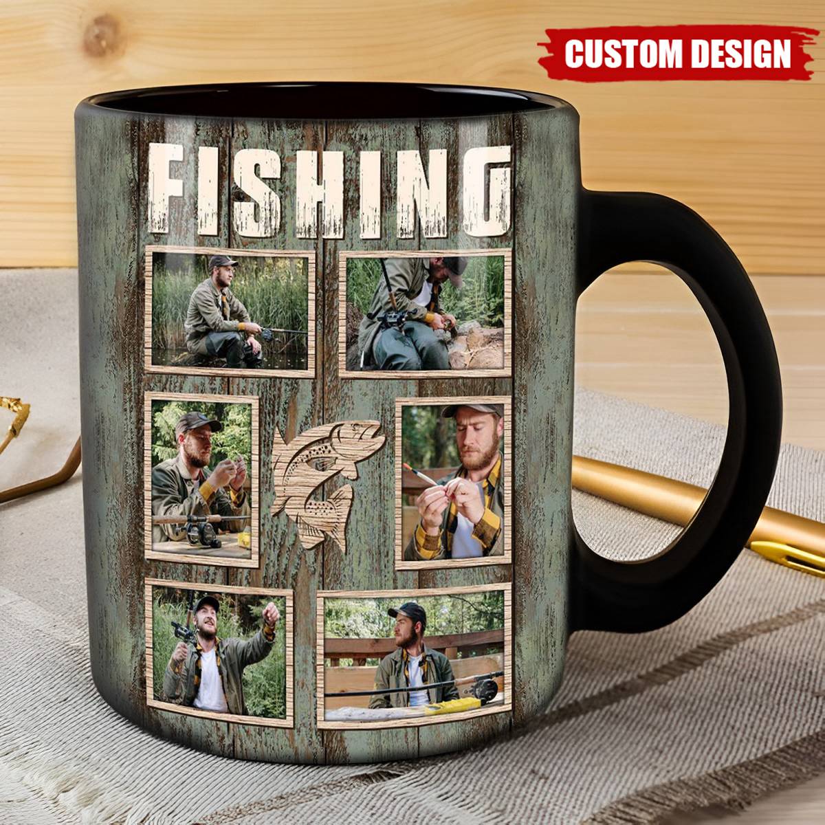 Personalized Fishing Photo Collage Mug, Gift For Fishing Lovers