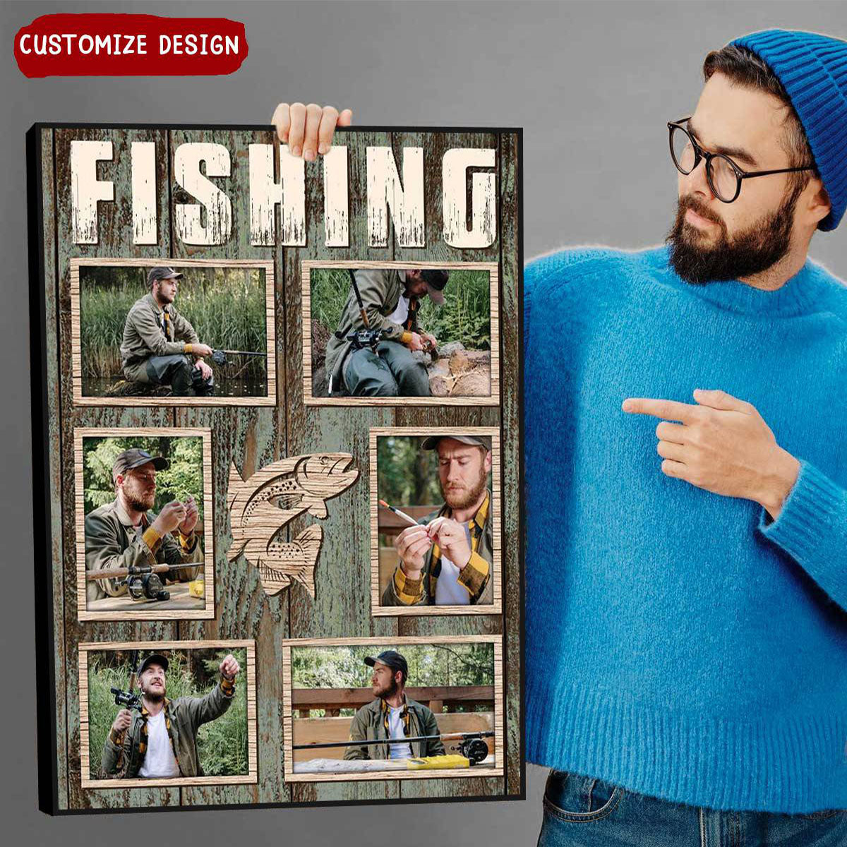 Personalized Fishing Photo Collage Poster, Gift For Fishing Lovers ...