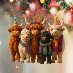 Highland Cow Christmas Ornament, Holiday Gift for Cow Lover
