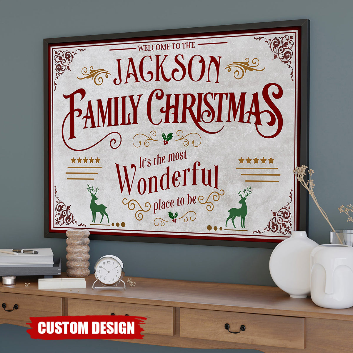 Welcome To The Family Christmas, Wonderful Place To Be, Horizontal Poster, Gift For Home Owners and Families