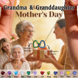 Personalised Birthstone Heart Necklace-Mother's Day Gift For Mom/Grandma