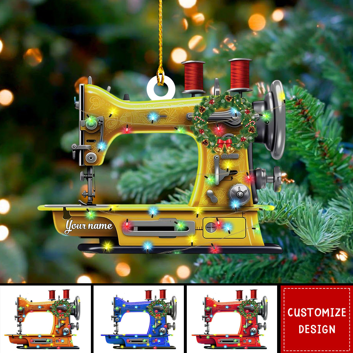 Personalized Sewing Machine Christmas Ornaments - Gift For Sewing Lovers