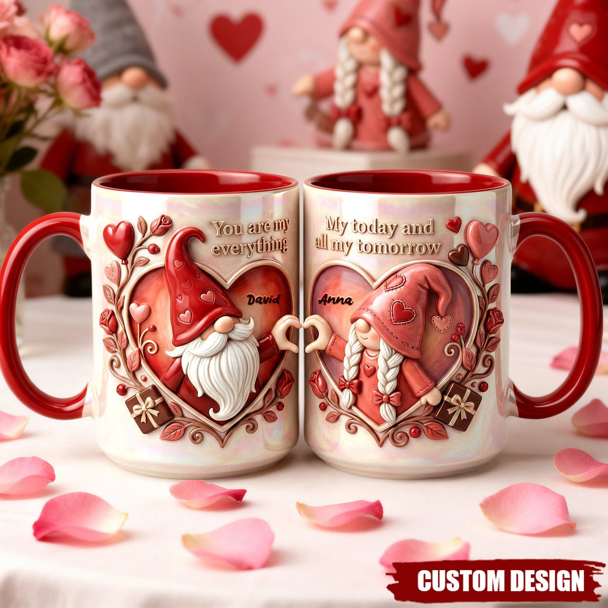 Heart Gesture Couple Coffee Accent Mug- Personalized Gifts For Valentine Couple