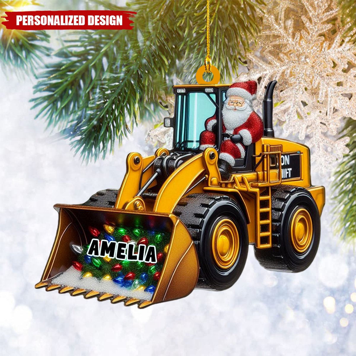 Personalized Santa on The Excavator Christmas Ornament, 2024 New Release Gifts For Kids