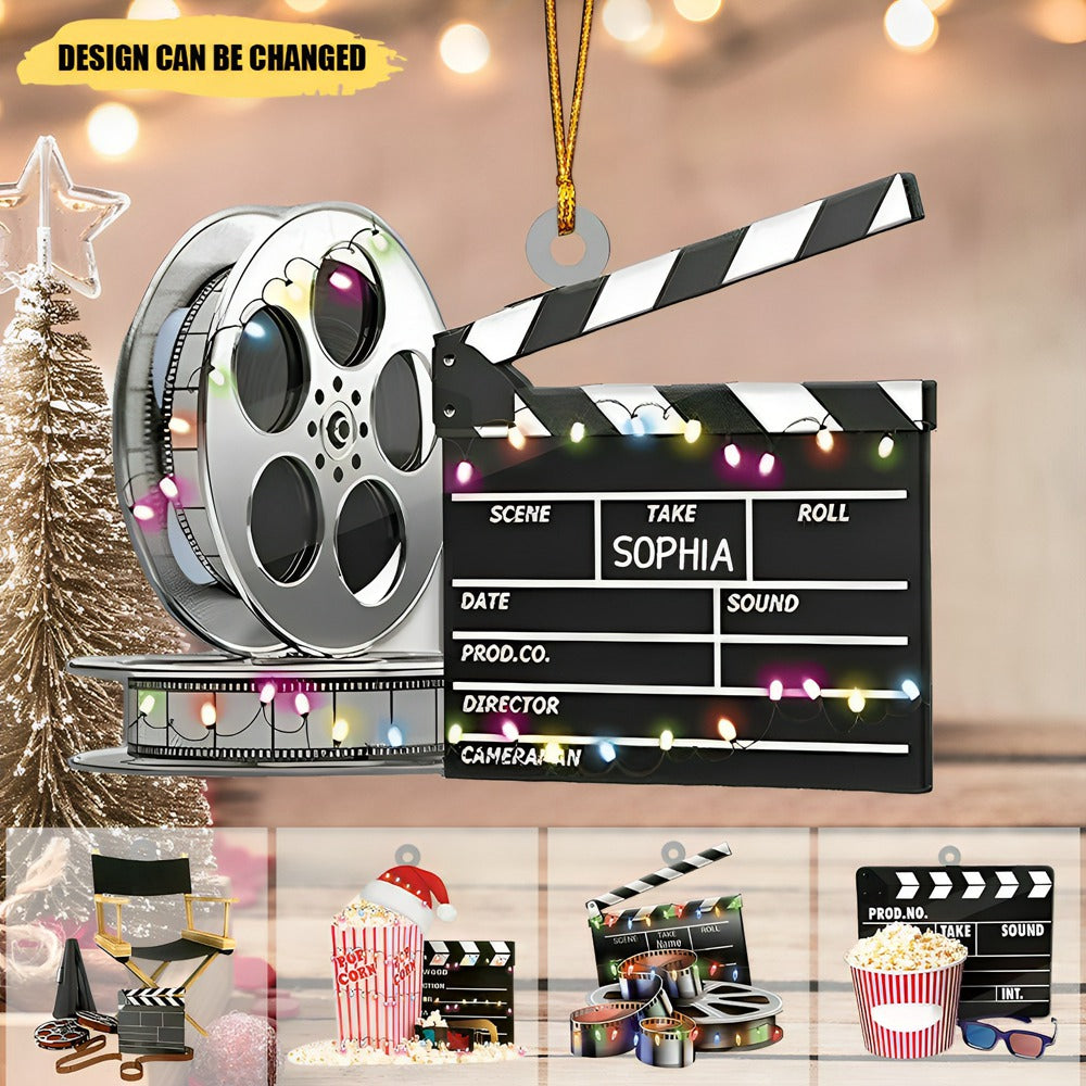 Personalized Film Clapboard Christmas Ornament, Movie Ornament, Christmas Gift For Watching Movie Lover, Xmas Tree Decor