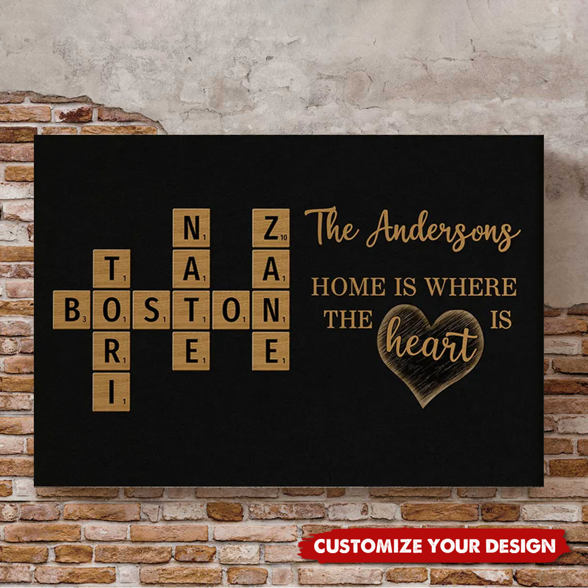 Family Whole Lot Of Love Crossword Puzzle Art - Personalized Horizontal Poster - Gift For Family Members, Mom and Dad