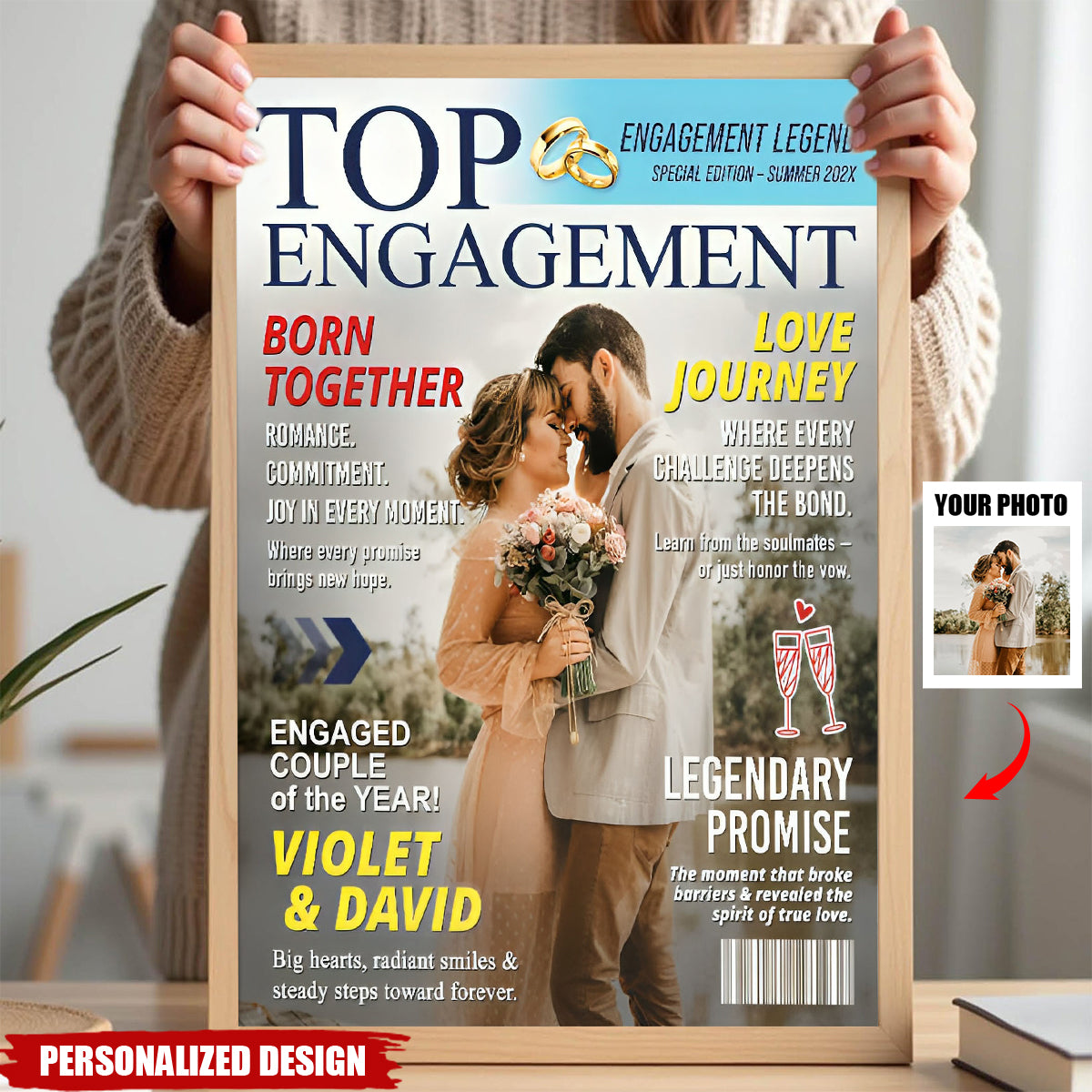 Personalized Engagement Magazine Poster-Gift For Engaged Couple