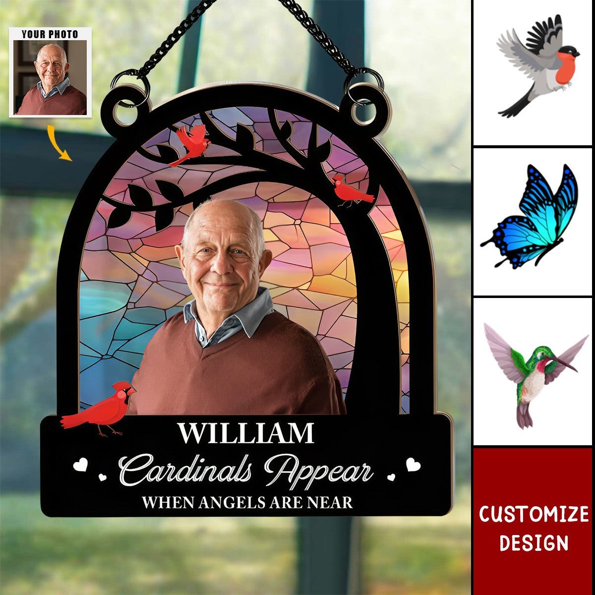 Memorial I Am Always With You - Personalized Window Hanging Suncatcher Photo Ornament