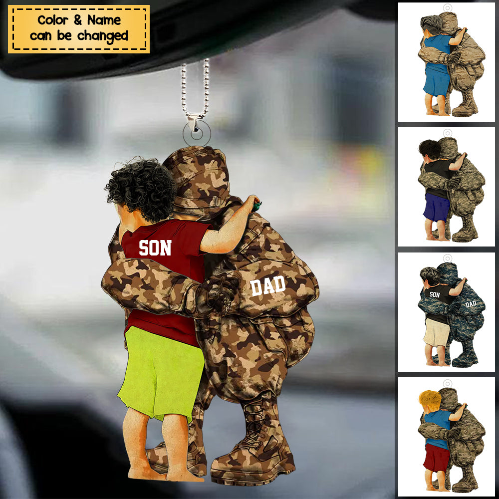 Personalized Military Dad & Son, Army Dad, Veteran Dad Acrylic Ornament