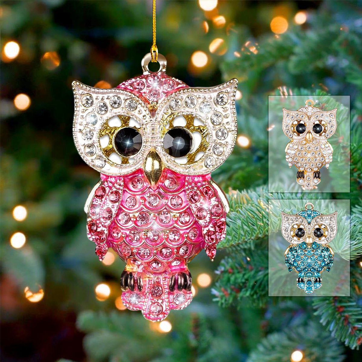 Owl Christmas Ornament 2025 - Owl Ornament for Christmas Tree Decorations Acrylic Ornaments for Kids Adults