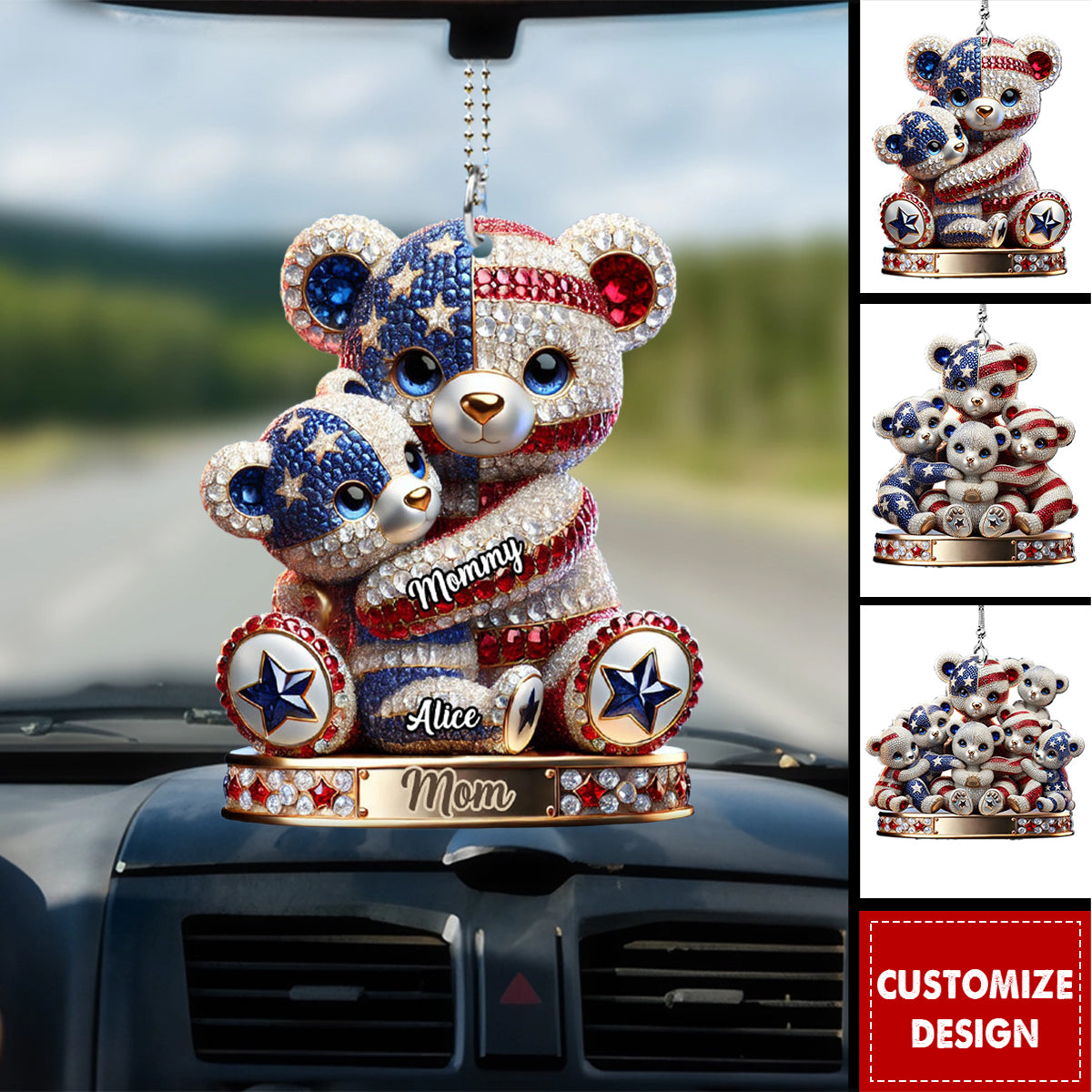 Personalized Mother Transparent Car Ornament - 4th of July Independence Day Gift