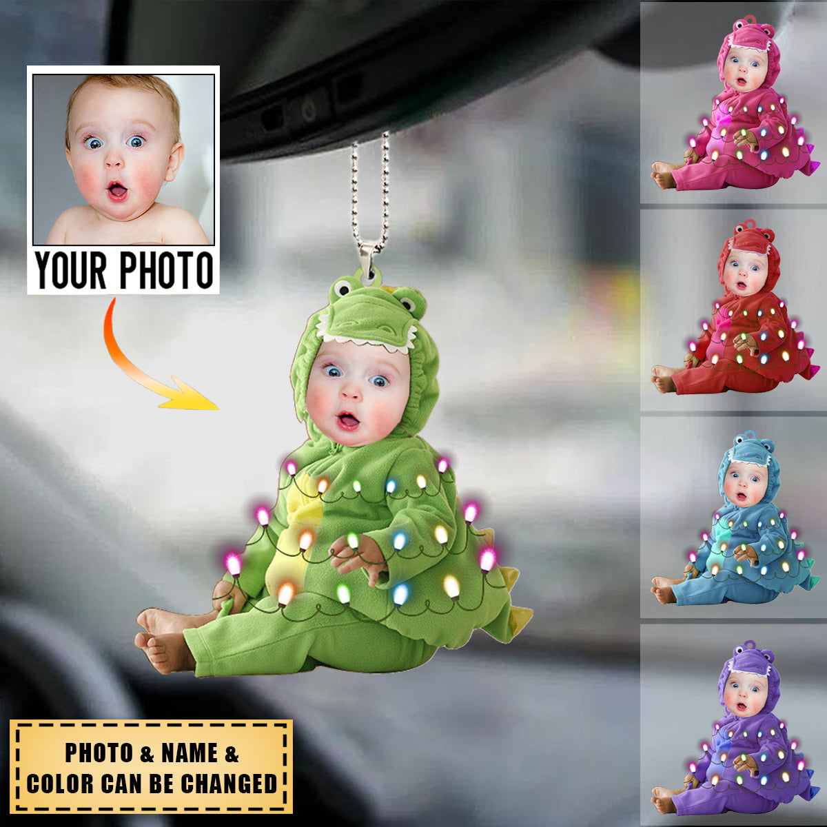 Personalized Cute Kid Dinosaurus Acrylic Ornament - Gift For Baby