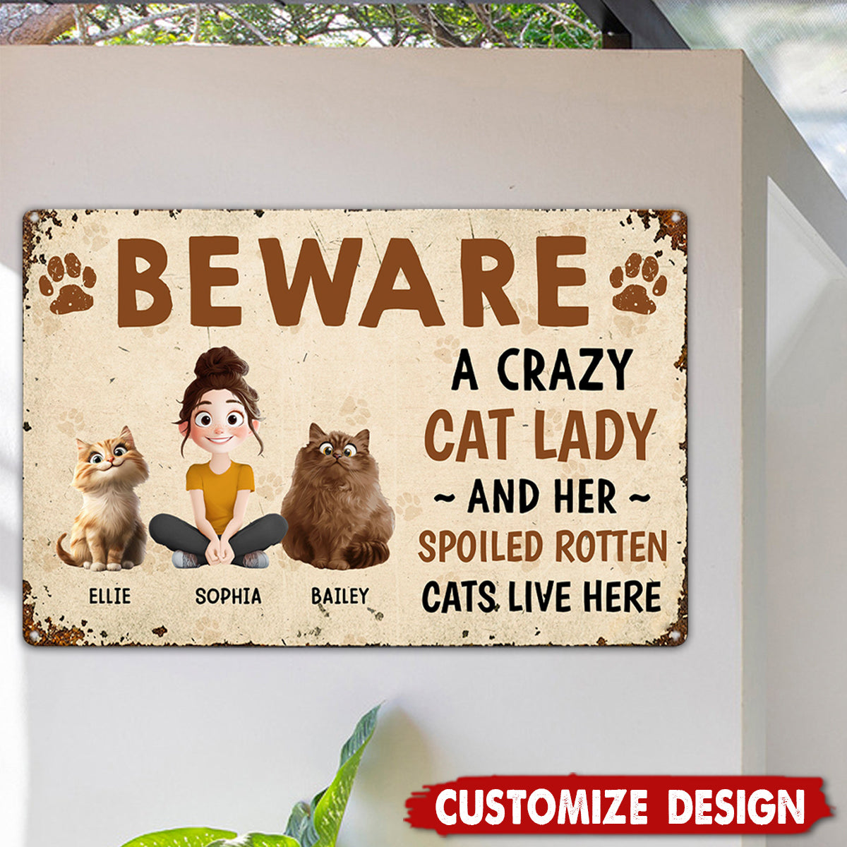 Crazy Dog Lady And Her Dogs - Personalized Metal Sign