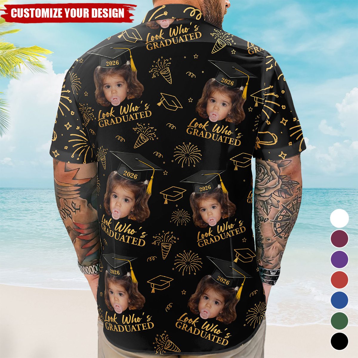 Graduation Matching Shirt With Photo - Vintage Childhood Themed - Personalized Hawaiian Shirt