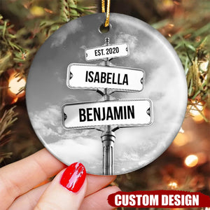 2024 New Release - Couple Name Vintage Street Sign - Personalized Ceramic Ornament
