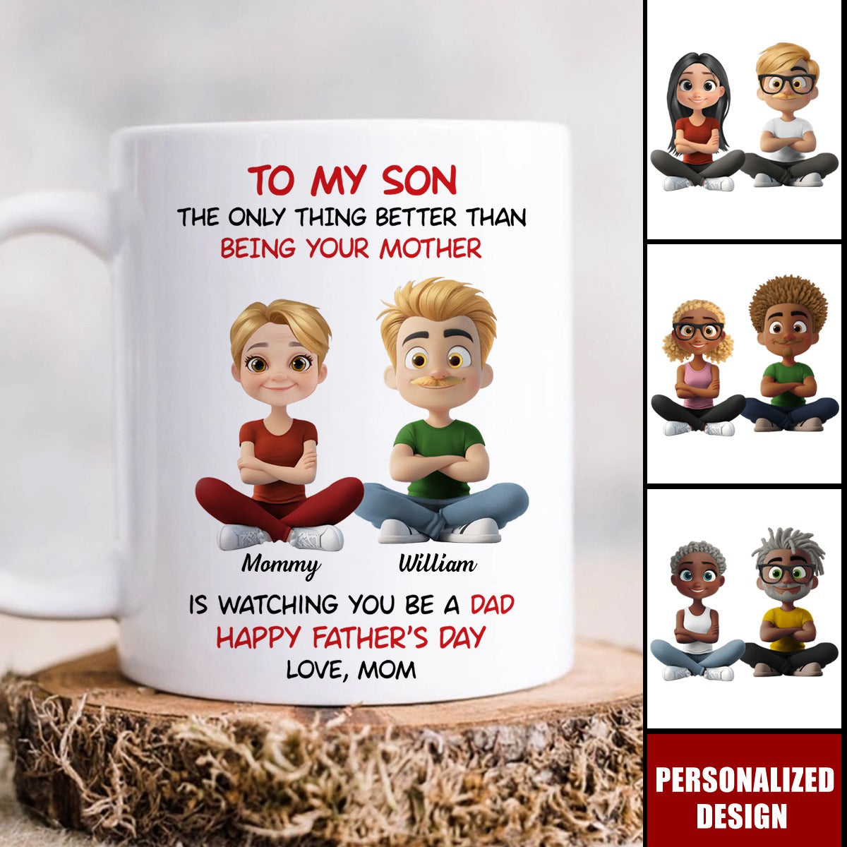 To My Son Cartoonize-Personalized Coffee Mug