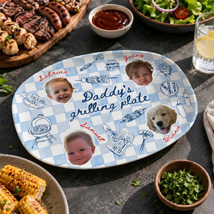 Personalized Baby Face Photo Dad's Grilling Plate - Father’s Day Gift for Dad