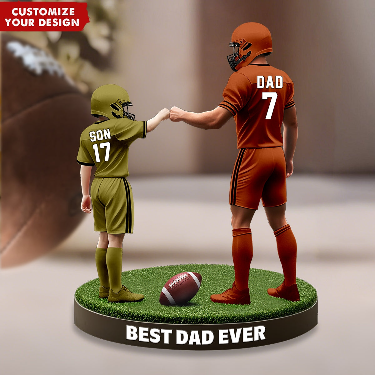 Football Dad And Kid - Personalized Acrylic Plaque, Father's Day Gift for Dad, Gift for Husband