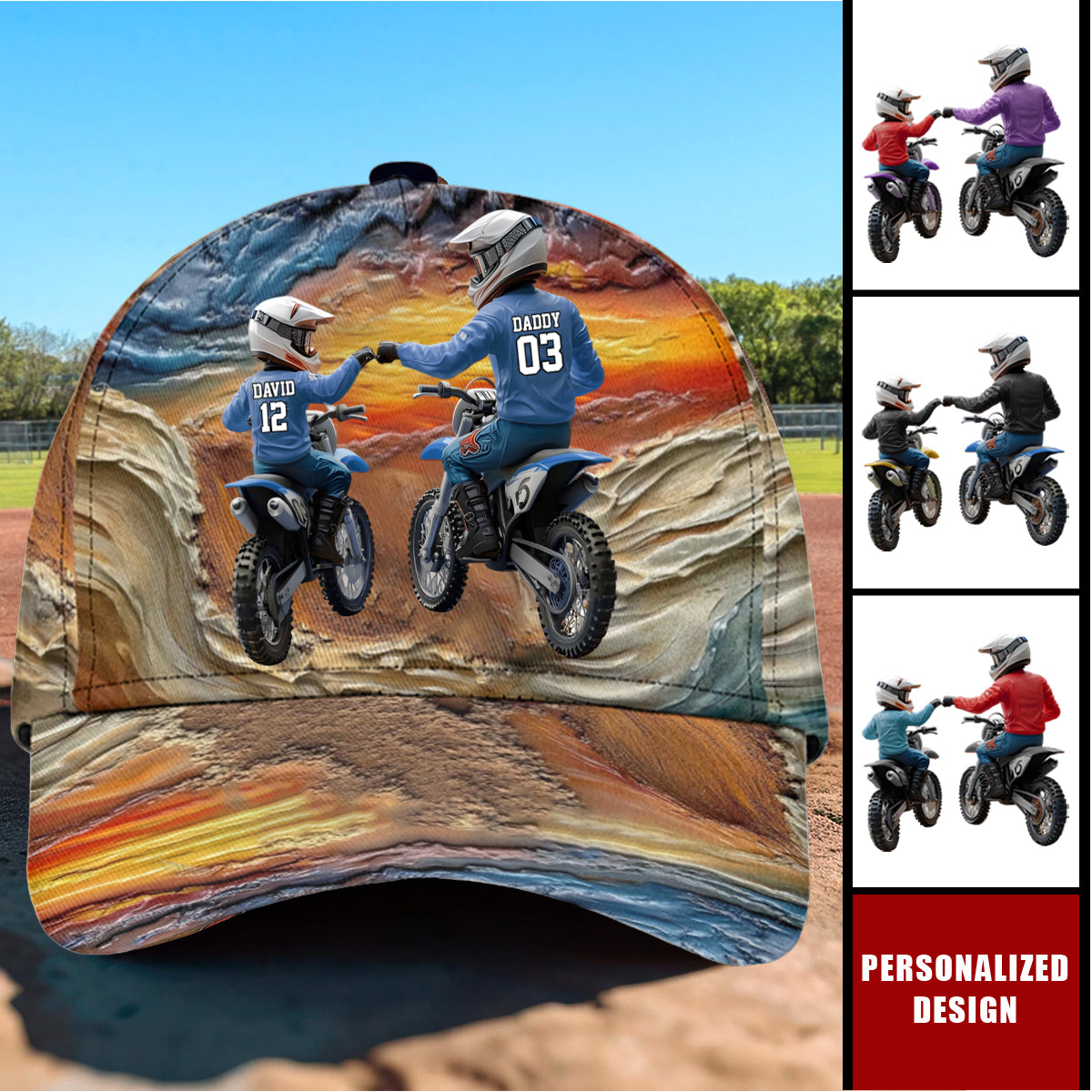Dirt Bike Dad And Kid-Personalized Dirt Bike Cap