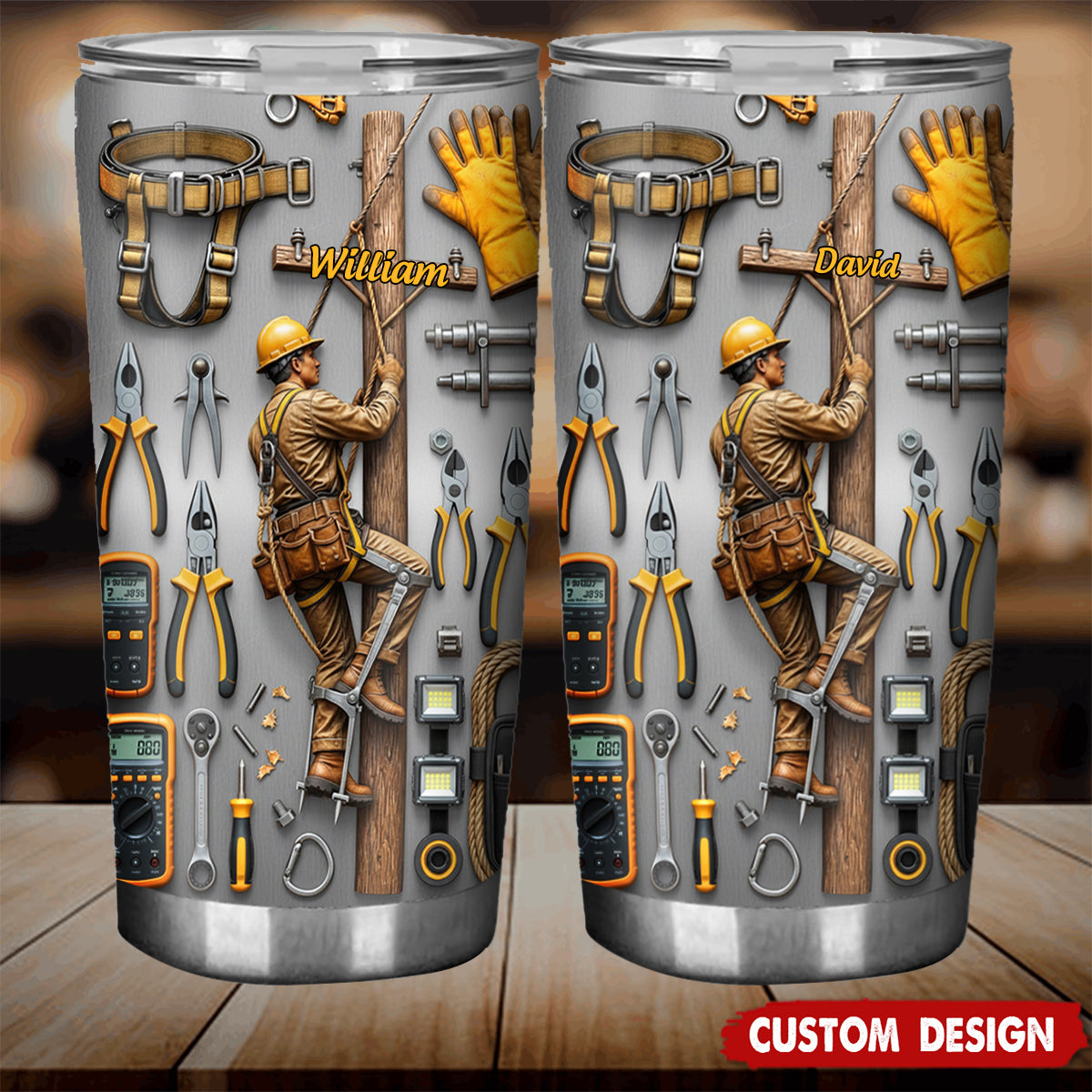 Strength Of The Line - Personalized Lineman Tumbler
