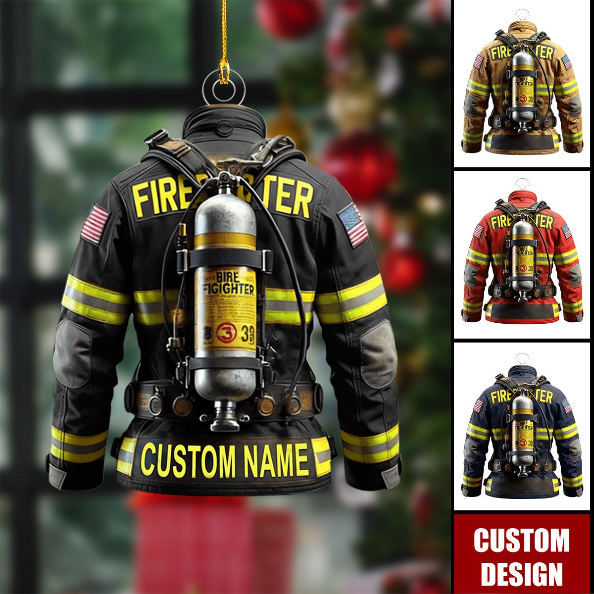 Christmas Personalized Firefighter Uniform Ornament - Gift For Firefighter
