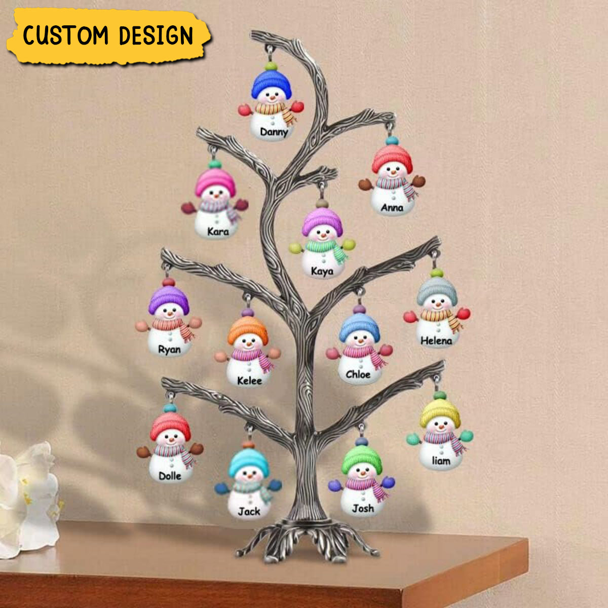 Personalized Christmas Snowman LED Tree Light