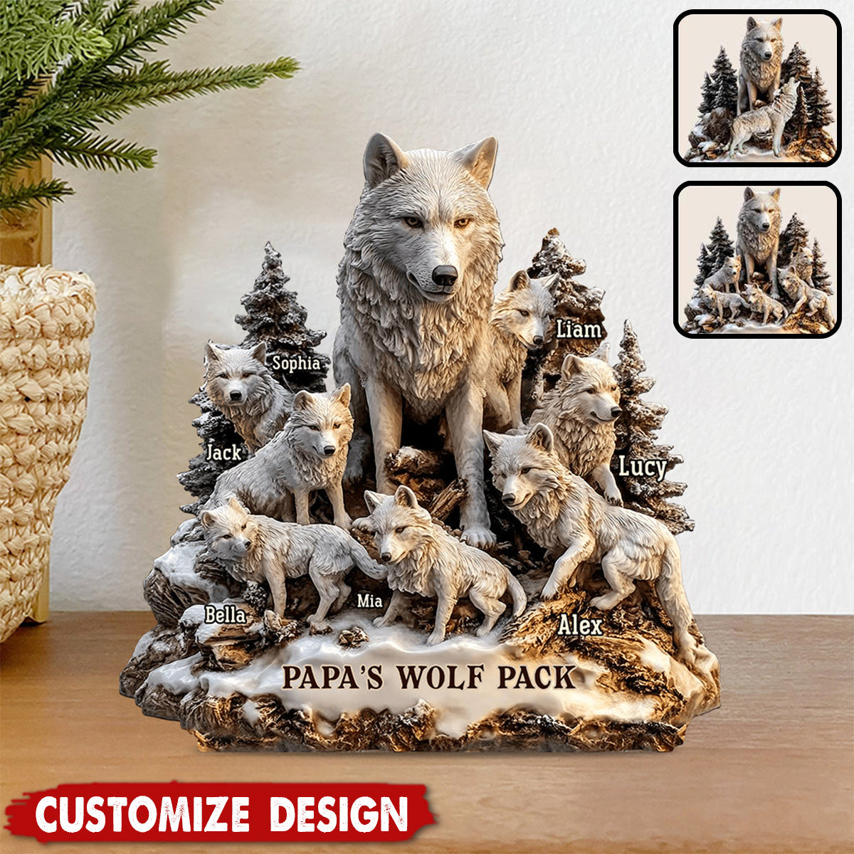 Papa's Wolf - Personalized Father Custom Shaped Acrylic Plaque