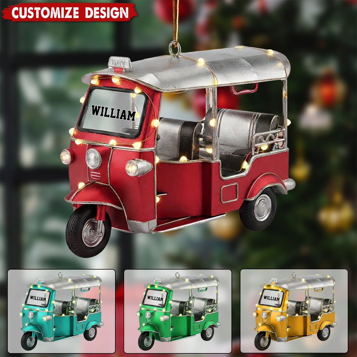Personalized Tuk Tuk Christmas Ornament - Gift For Traveler