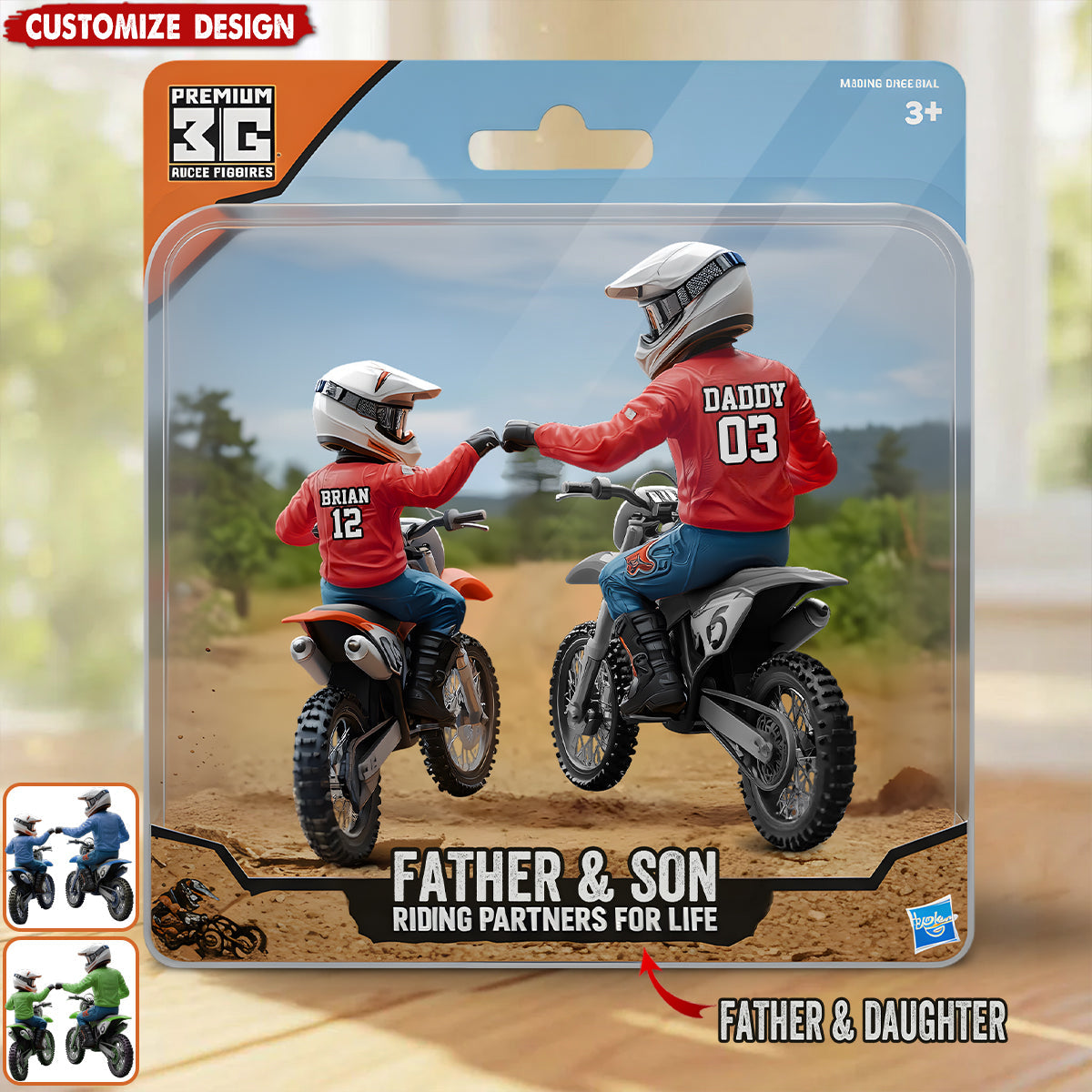 Dirt Bike Dad And Kid - Personalized Dirt Bike Shaped Acrylic Plaque