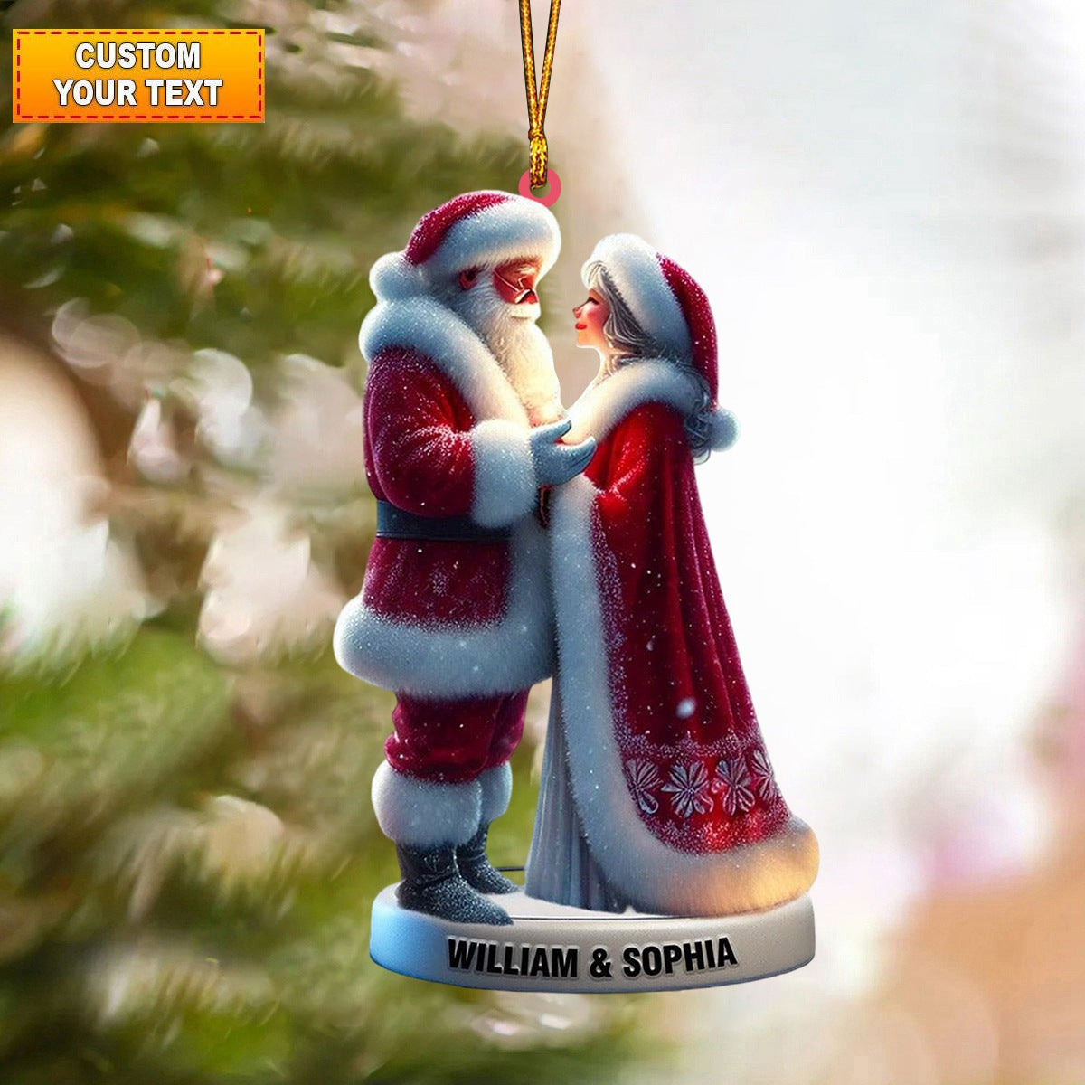 Personalized Santa and Mrs. Claus Christmas Ornament - Gift For couple